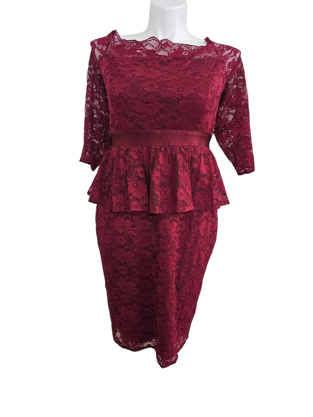 torrid Burgundy Lace Peplum Midi Dress